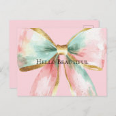 Bow Gold Blush Pink Minze Warme Wünsche Postkarte (Vorne/Hinten)