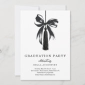 Bow Graduation Invitation Girl High School College Einladung (Vorderseite)