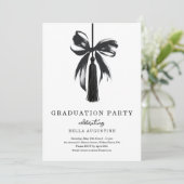 Bow Graduation Invitation Girl High School College Einladung (Stehend Vorderseite)