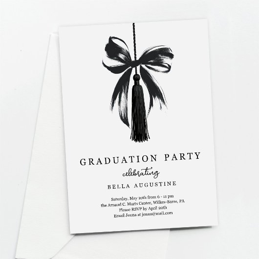 Bow Graduation Invitation Girl High School College Einladung