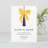 Bow Graduation Save the Date High School College Einladung (Stehend Vorderseite)