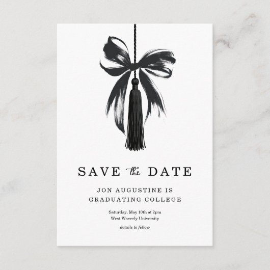 Bow Graduation Save the Date Insert Card Dankeskarte (Vorderseite)