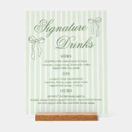 Bow Green Wedding Signature Drinks Cocktails Acrylschild