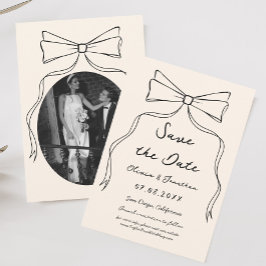 Bow Hand Drawn Wedding Save the Date Foto Einladung