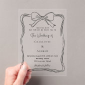 Bow Hand gezeichnete schwarze Hochzeit Acryleinladungen (Insitu (Handheld))
