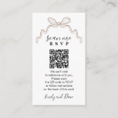 Bow Hand gezeichnete Wedding Website einfügen QR C Begleitkarte (Vorderseite)