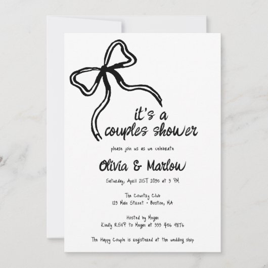 Bow Hand illustrierte Dusche Einladung (Vorderseite)