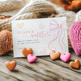 Bow Hearts Sprinkle Diaper Raffle Card Begleitkarte