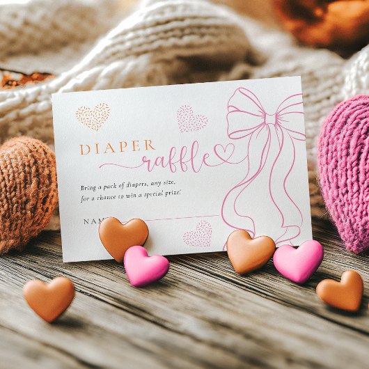 Bow Hearts Sprinkle Diaper Raffle Card Begleitkarte