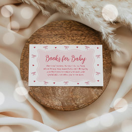 Bow Hearts Valentine Baby Shower Books for Baby Begleitkarte