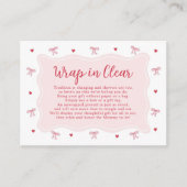 Bow Hearts Valentine Baby Shower Wrap In Clear Begleitkarte (Vorderseite)