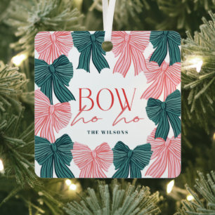 Bow Ho Ho Red Green Bows Foto Weihnachtsfeiertag Ornament Aus Metall