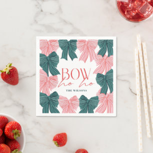 Bow Ho Ho Red & Green Bows Weihnachten Serviette