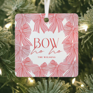 Bow Ho Ho Red Pink Bows Foto Weihnachtsfeiertag Ornament Aus Metall