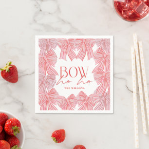 Bow Ho Ho Red & Pink Bows Weihnachten Serviette