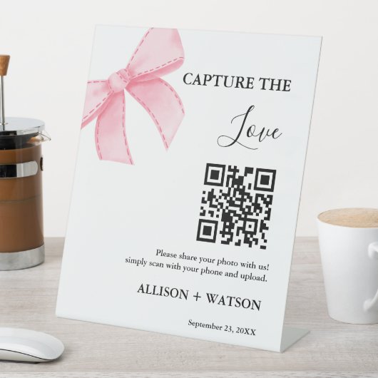 Bow Hochzeit Capture Liebe QR Code Hochzeit Foto Sockelschild (In Situ)