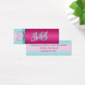 BOW Hot Pink, Aqua Floral Gefallen Tag (Schreibtisch)