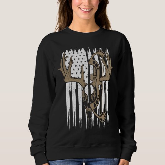 Bow Hunting Deer American Flag Archery Hunter Men  Sweatshirt (Vorderseite)
