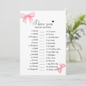 Bow I Liebe Sie um die Welt Bridal Game Card Karte (Stehend Vorderseite)
