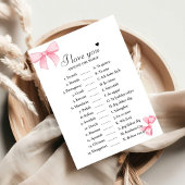 Bow I Liebe Sie um die Welt Bridal Game Card Karte