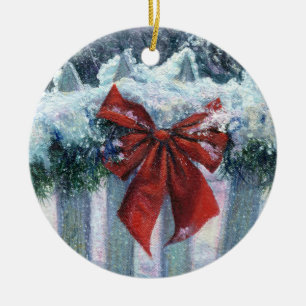 "Bow in the Snow"-Ornament Keramikornament