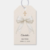 Bow ivory pearls Baptism DIY Geschenkanhänger (Vorderseite)