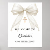 Bow ivory pearls Confirmation welcome Poster (Vorne)