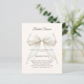 Bow ivory pearls elegant Bridal Shower invitation (Stehend Vorderseite)