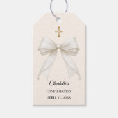 Bow ivory pearls girl Confirmation DIY Geschenkanhänger (Vorderseite)