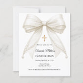 Bow ivory pearls girl Confirmation invitation (Vorderseite)