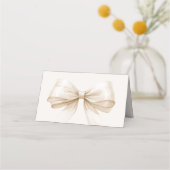 Bow Ivory Place Cards Elegant Folded Platzkarte (Rückseite)