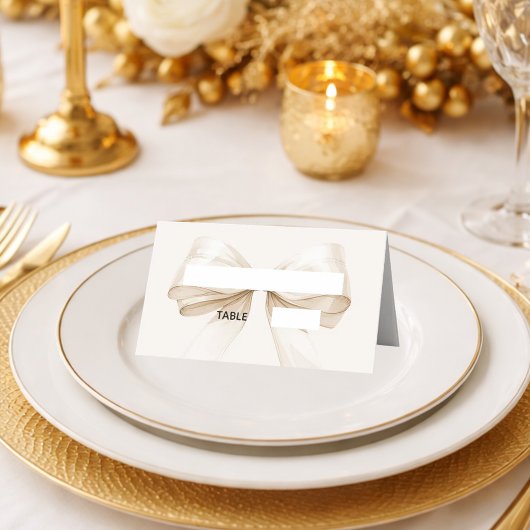 Bow Ivory Place Cards Elegant Folded Platzkarte