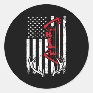Bow Jagd amerikanische Flag Bogenschießen für Jäge Runder Aufkleber