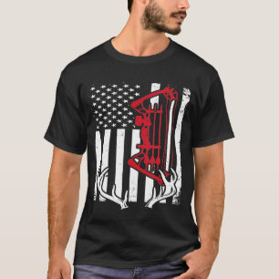 Bow Jagd amerikanische Flag Bogenschießen für Jäge T-Shirt