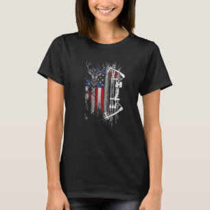 Bow Jagd auf US-Flagge Vintager Hirschjäger T-Shirt