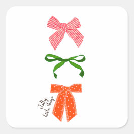 Bow Jolly Little Things Weihnachten Quadratischer Aufkleber