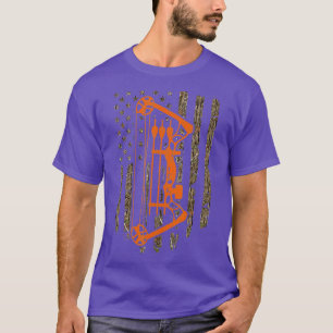 Bow Junting American Flag Hunter Archery Tree Camo T-Shirt
