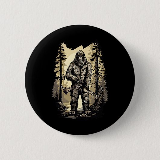 Bow Junting Bigfoot Funny Hunting Gift Button (Vorderseite)