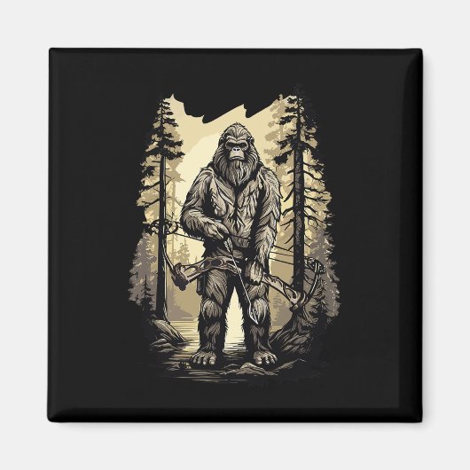 Bow Junting Bigfoot Funny Hunting Gift Magnet (Vorne)