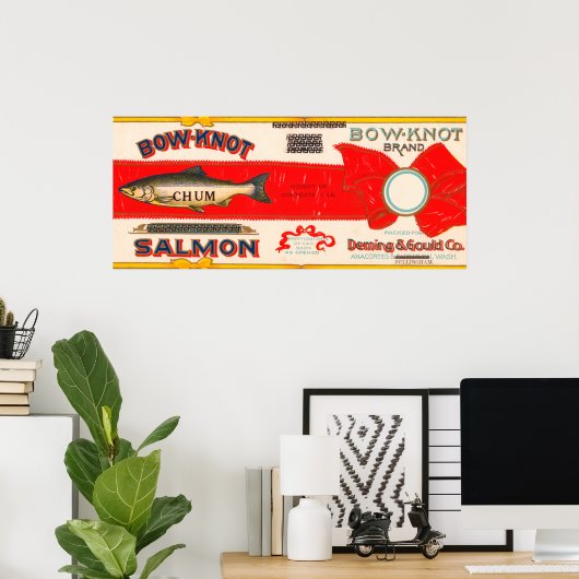 Bow Knot Brand Lachs Label Poster (Heimbüro)