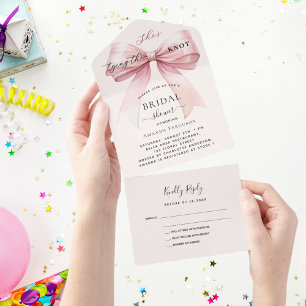 Bow Knoten Rosa beige Creme Brautparty uAwg All In One Einladung