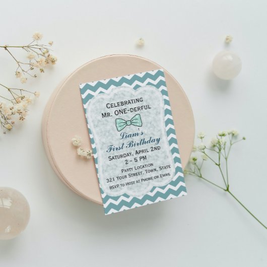 Bow Krawatte 1. Geburtstag Einladung