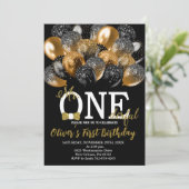 Bow Krawatte, Balloons 1st Bday, Mr Onederful Birt Einladung (Stehend Vorderseite)