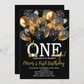 Bow Krawatte, Balloons 1st Bday, Mr Onederful Birt Einladung (Vorne/Hinten)