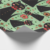 Bow Krawatte Black Cat Wrapping Paper Geschenkpapier (Ecke)