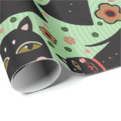 Bow Krawatte Black Cat Wrapping Paper Geschenkpapier (Rolleneckpunkt)