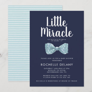 Bow Krawatte Blue Little Miracle Baby Dusche Einladung