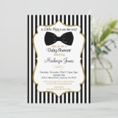Bow Krawatte Boy Baby Shower Einladung Black Gold (Stehend Vorderseite)