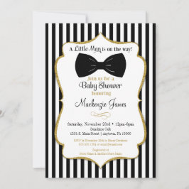 Bow Krawatte Boy Baby Shower Einladung Black Gold