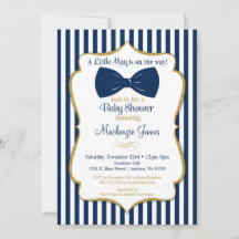 Bow Krawatte Boy Baby Shower Einladung Navy Blue G